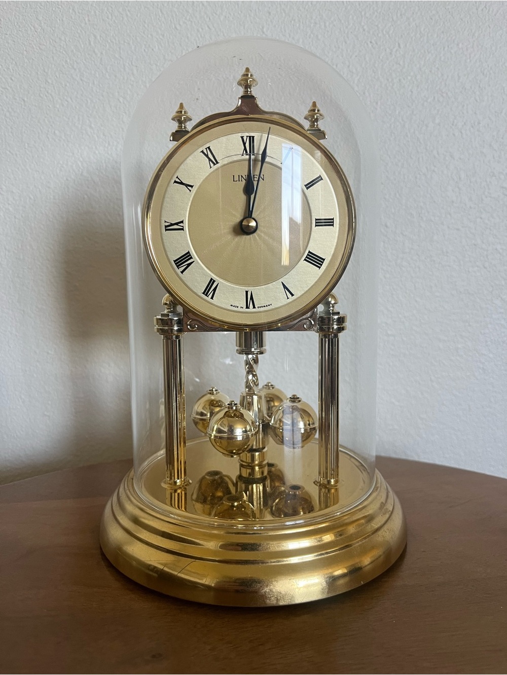 Linden Gold Anniversary Dome Clock with Roman Dial